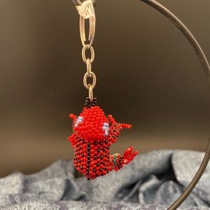 Red Beaded Frog Keychain